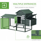 84" Wooden Chicken Coop, Hen House Outdoor with Run Nesting Box, Asphalt Roof, Removable Tray, Ramp, Poultry Cage for 2-3 Chickens, Green