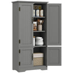 Accent Floor Storage Cabinet Kitchen Pantry with Adjustable Shelves and 2 Lower Doors, Gray