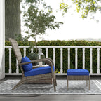 Wicker Adirondack Chair Fire Pit Chair w/ Ottoman & Cushions, Blue