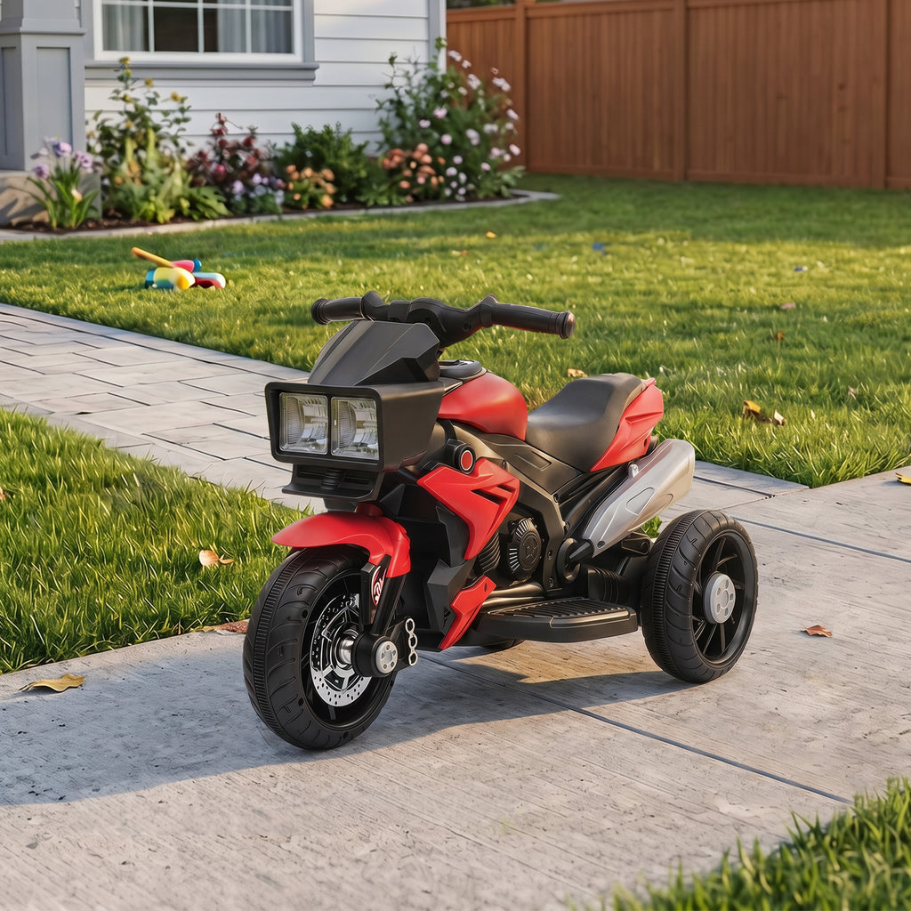 6V Kids Motorcycle, Battery-Operated Mini Electric Motorbike with Forward/Reverse Switch, Horn, Red