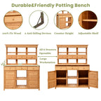 Tall Potting Bench with 3 Shelves, 6 Drawers, Hutch and Cabinet, Wood Garden Workstation for Patio, 50'' L x 20.5'' W x 65.5'' H, Natural