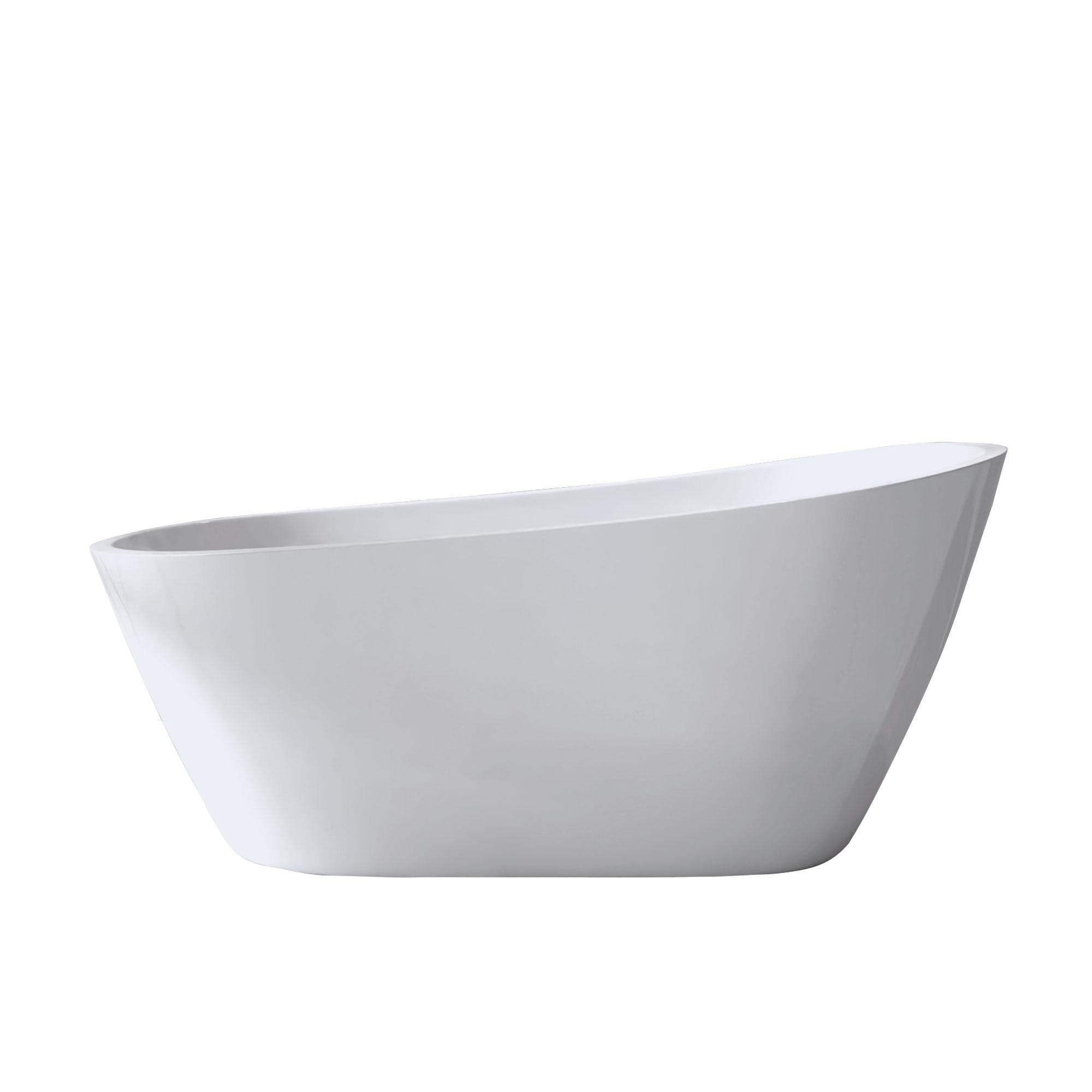 67" Special-Shaped Freestanding Slipper Bathtub with Chrome Overflow, Soaking Tub with Pop-Up Drain, 67" L x 31" W x 29" H, White