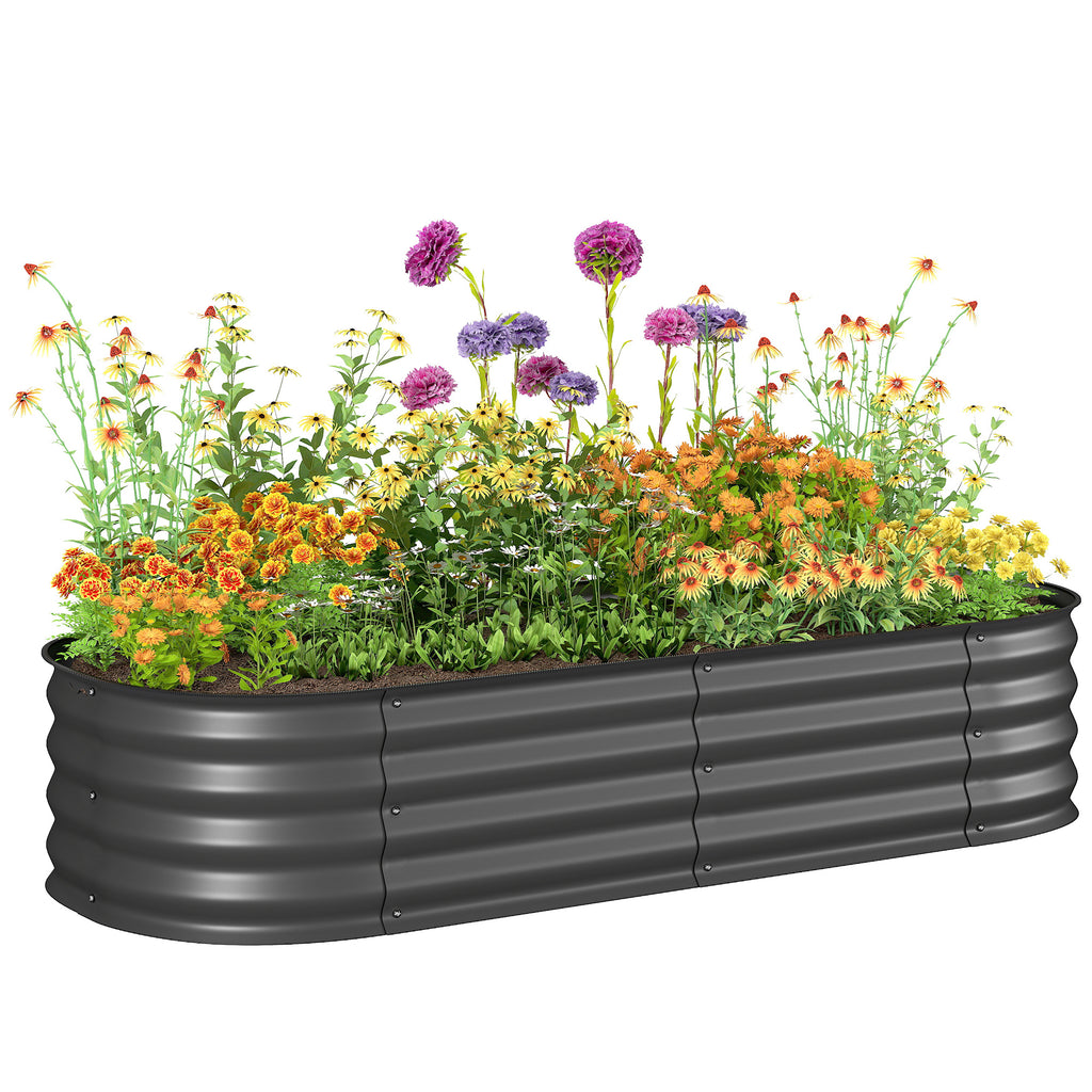 4.9' x 2' x 1' Galvanized Raised Garden Bed Kit, Metal Planter Box with Safety Edging, Dark Gray