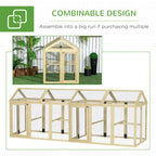 Wooden Chicken Run, Combinable Design with Perches, 4.6' x 2.8', Nature Wood