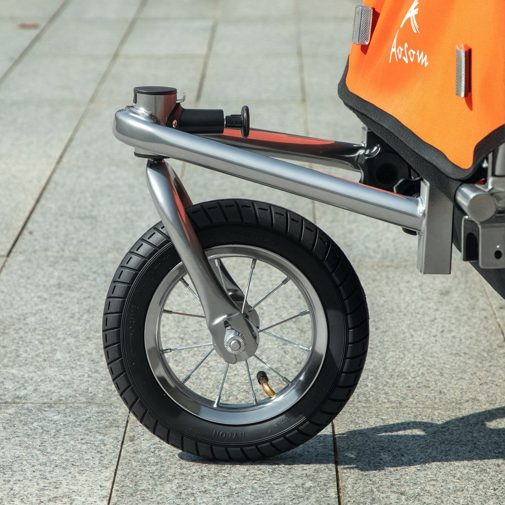 2-Seat Elite 360 Swivel Bike Trailer for Kids Bicycle Cargo Trailer with Water-Resistant Windows, Black and Orange