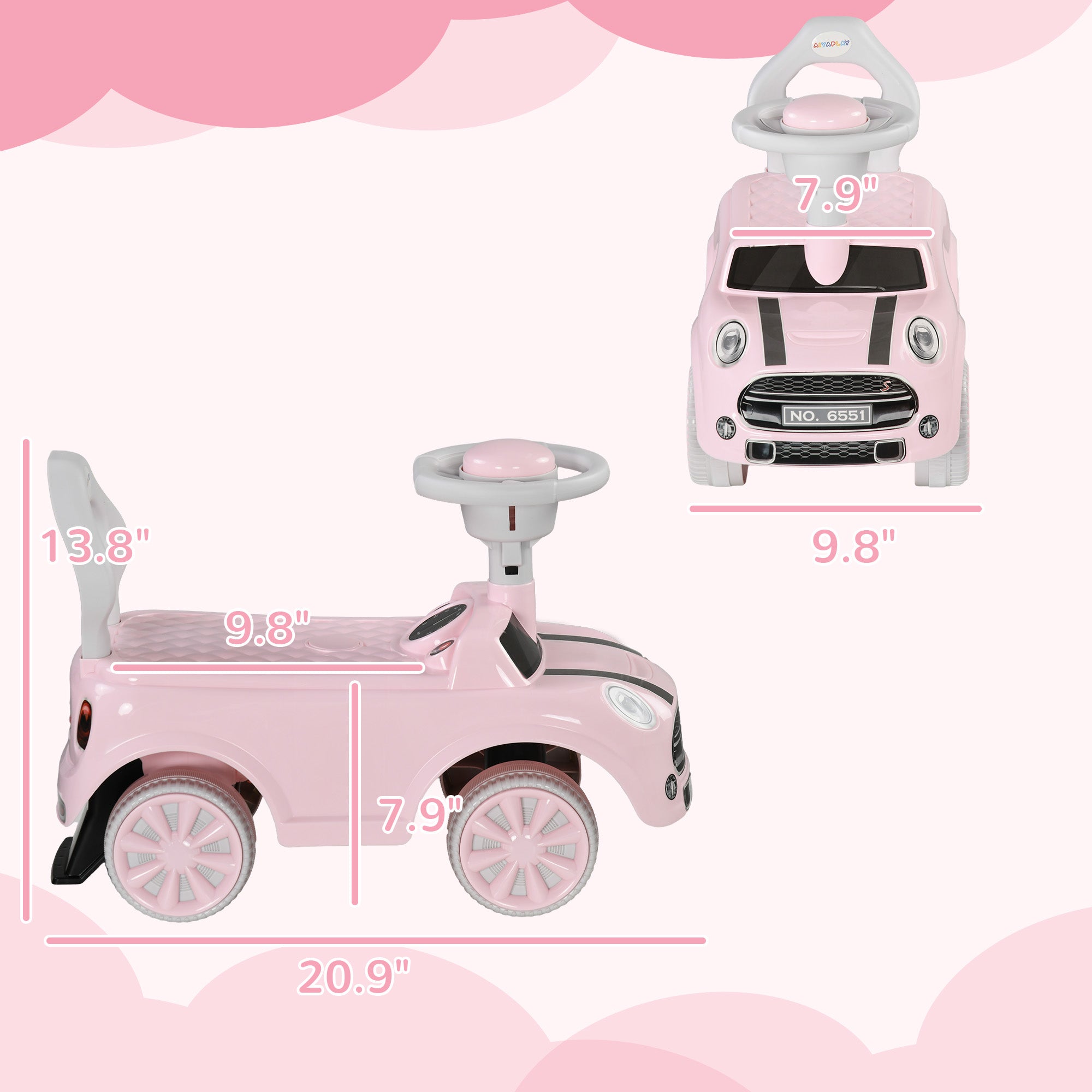 Foot to Floor Toddler Ride on Toy, Sliding Car w/ Horn, No Tip Anti-Over-Backwards System for 18-36 Months, Pink