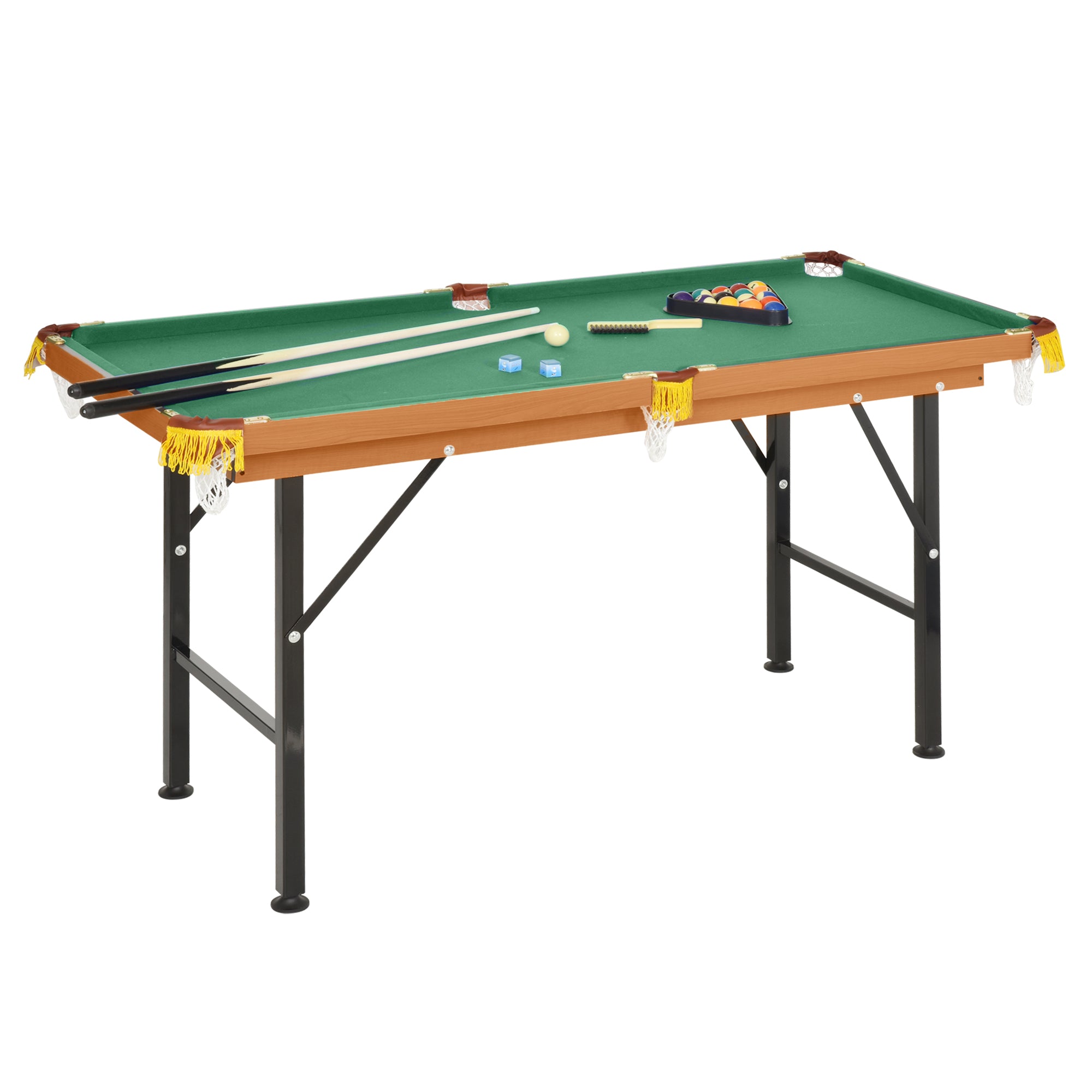 55'' Portable Folding Billiards Table Game Pool Table for Whole Family Number Use With Cues, Ball, Rack, Green