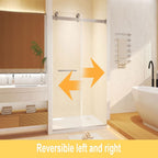 Frameless Double Sliding Shower Door with Silent Rollers, Bathroom Door with Square Tube Track, 60" L x 0.5" W x 74" H, Brushed Nickel