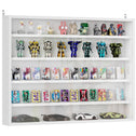 5-Tier Display Cabinet, Wall-Mounted Display Case with 2 Glass Doors and Adjustable Shelves, White