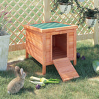 Small Wooden Rabbit Hutch Bunny Cage Guinea Pig Cage Duck House Dog House with Openable & Waterproof Roof, for Rabbits, Chickens, Ducks, Natural
