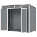 8' x 4' Plastic Outdoor Storage Shed with Floor, Window, Lockable Doors and Vents for Backyard Patio Lawn, Gray
