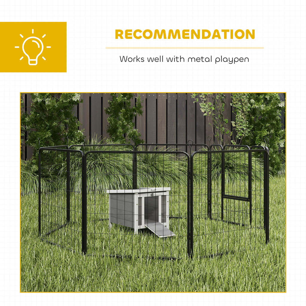 Small Wooden Rabbit Hutch Bunny Cage Guinea Pig Cage Duck House Dog House with Openable & Waterproof Roof, for Rabbits, Chickens, Ducks, Gray