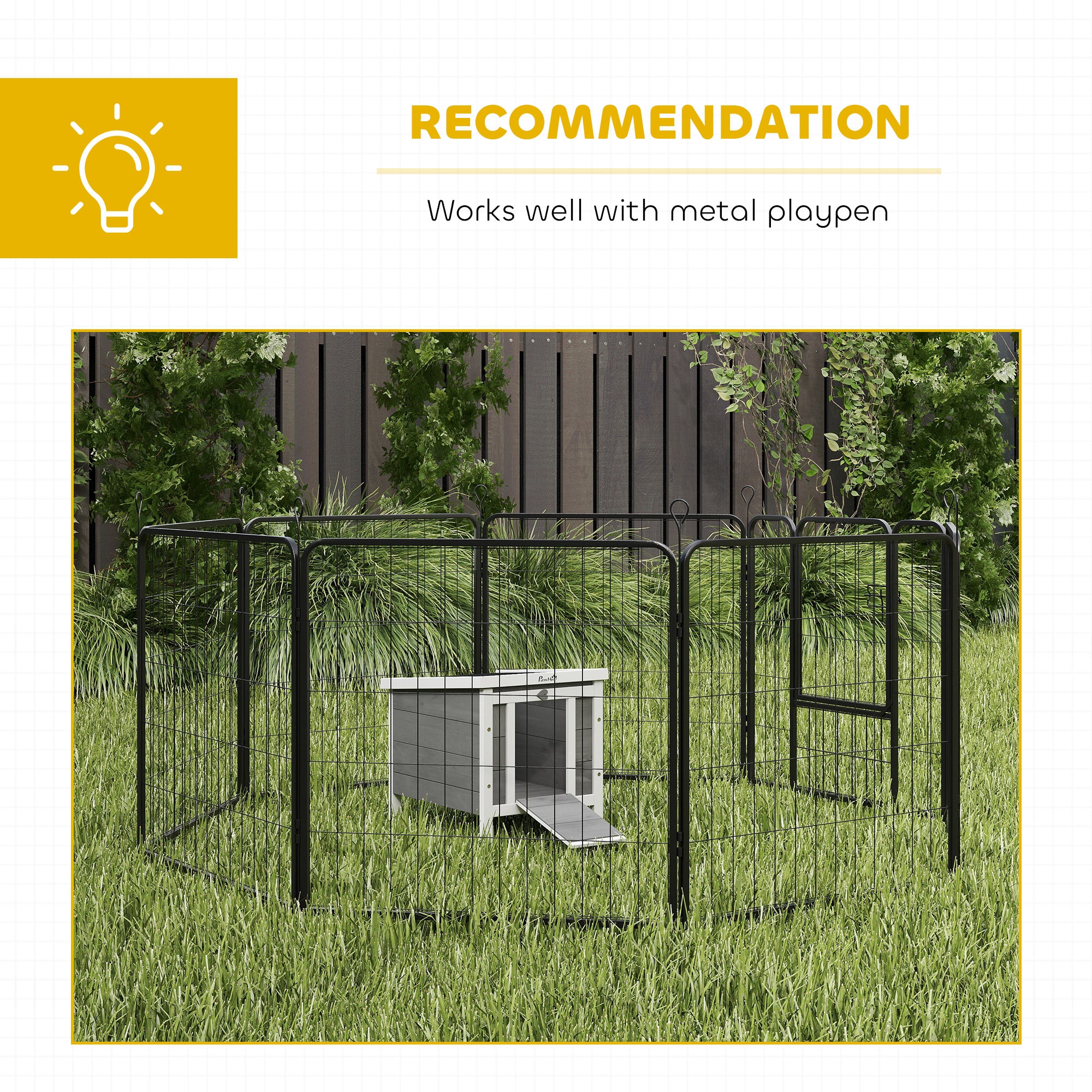 Small Wooden Rabbit Hutch Bunny Cage Guinea Pig Cage Duck House Dog House with Openable & Waterproof Roof, for Rabbits, Chickens, Ducks, Gray