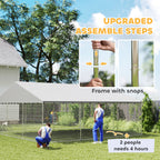 Heavy Duty Outdoor Dog Kennel with Waterproof Roof, Secure Latch, Chain Link Dog Run for Backyard, 19.7' x 19.7' x 8.9'