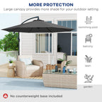 10' Cantilever Tilt Offset Patio Umbrella w/ UV & Water Safe Material & Cross Base (Weight Not Included), Gray