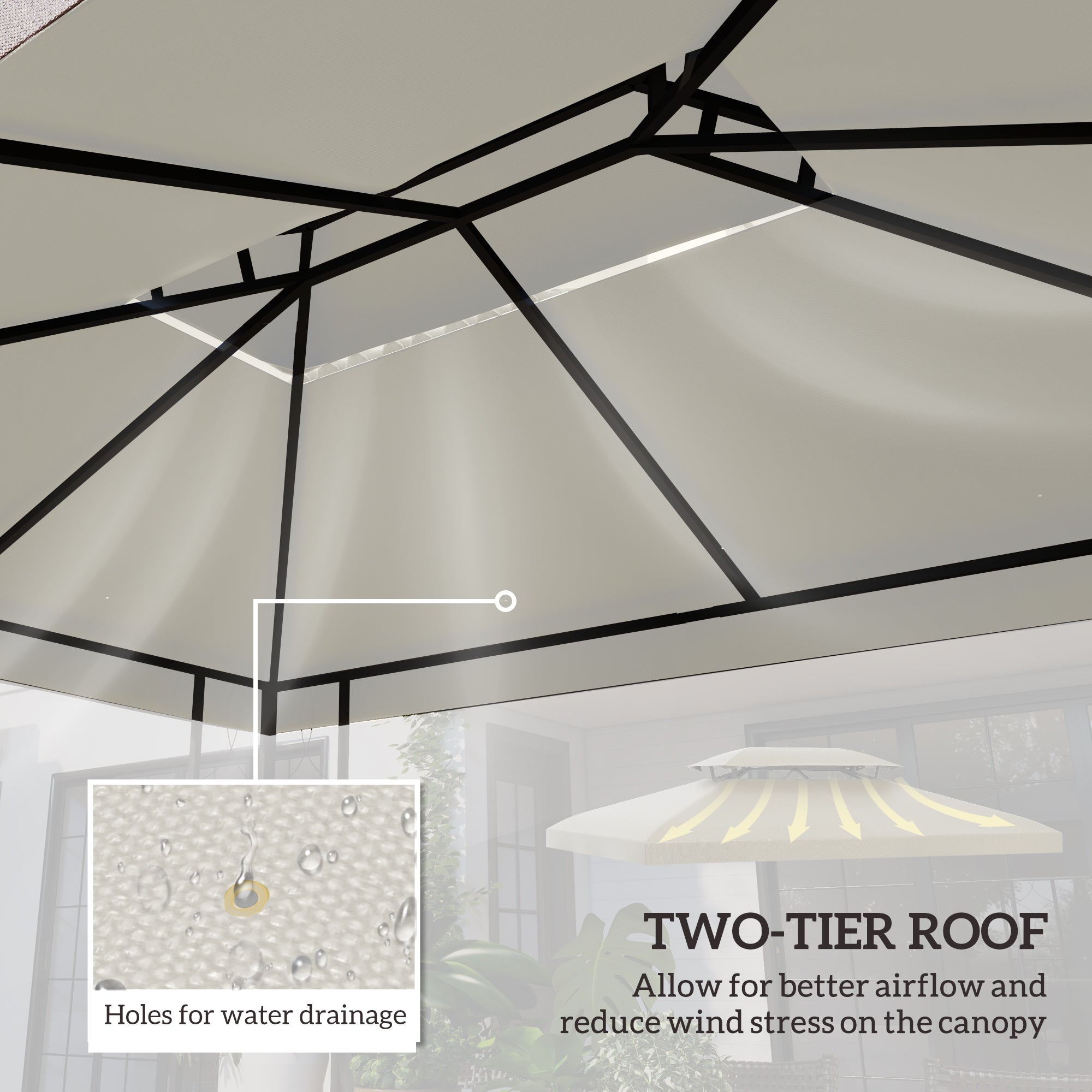 Gazebo Replacement Canopy for Model 84C-101, 2-Tier Top Cover for 10' x 13' Gazebo, Charcoal (TOP ONLY)