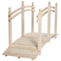 Wooden Arch Garden Bridge, Safety Rails for Backyard Ponds, Creeks, Streams, 7.5', Natural