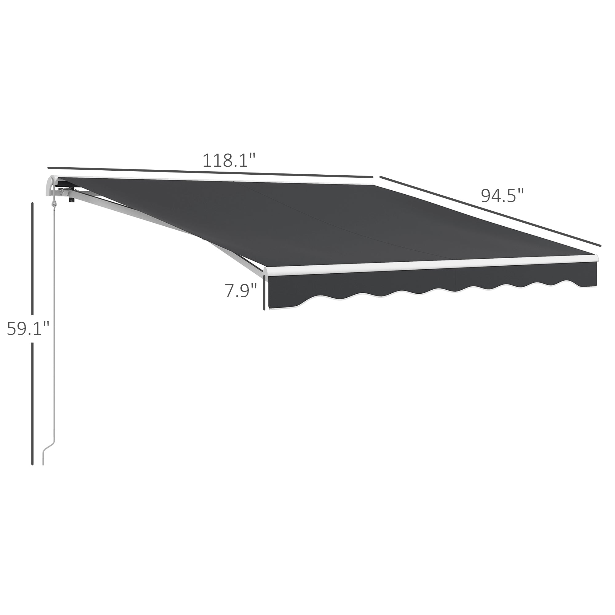 10' x 8' Electric Retractable Awning, Sun Shade Shelter，Remote Controller and Crank Handle for Deck, Balcony, Yard,