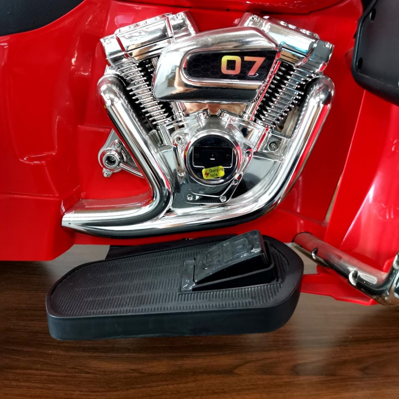 2-Seat 12V Kids Electric Ride-On Motorcycle with Storage Trunk, 3-Wheel Motorbike with MP3 and Bluetooth, 43.5'' L x 19'' W x 26.5'' H, Red