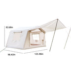 4-Season Camping Tent with Extended Awning and Higher Sidewalls, Waterproof Family Tent with Dual Doors, 126″ L x 98.5″ W x 82.5″ H, Beige