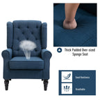 Fabric Tufted Club Accent Chair with Wooden Legs, Blue