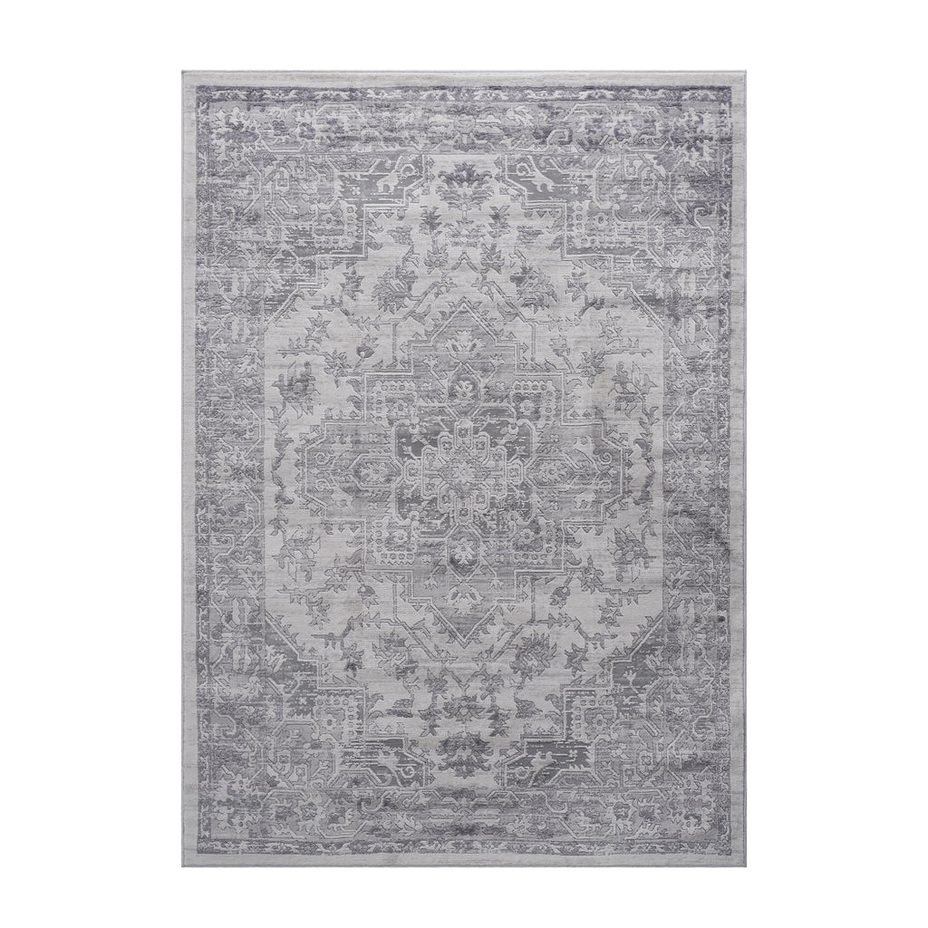 Naar 2x3 Stain-Resistant Area Rug with Non-Shedding Design and Cotton Backing, Kid and Pet-Friendly Carpet, 36" L x 24" W x 0.35" H, Silver