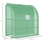 7' x 3' x 7' Lean to Greenhouse, Walk-In Green House, Plant Nursery with 2 Roll-up Doors and Windows, PE Cover and 3 Wire Shelves, Green