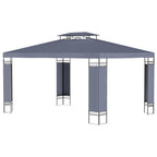 10' x 13' Patio Gazebo, Double Roof Outdoor Gazebo Canopy Shelter with Screen Decorate Corner Frame, for Garden, Lawn, Backyard and Deck, Gray