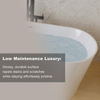55" Freestanding Acrylic Soaking Bathtub with Double-Wall Insulation for Heat Retention, Tub for Bathroom, 55" L x 29.50" W x 23.5" H, Gloss White