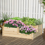 3 Tier Raised Flower Bed Outdoor Planter Box Wooden Garden Bed, Open Bottom for Plants, 42.5"x34.75"x14.25", Natural