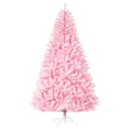 7' Artificial Pink Christmas Trees, with Auto Open, Steel Base, Wide Shape for Indoor Xmas Decoration