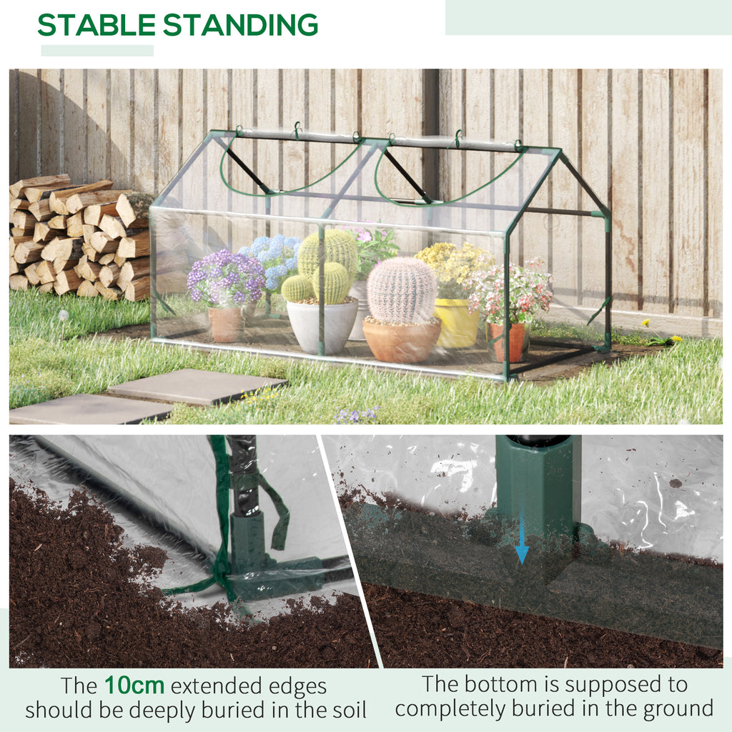4' x 2' x 2' Portable Mini Greenhouse, Small Green House with PVC Cover, Roll-up Zippered Windows for Indoor, Outdoor Garden, Clear