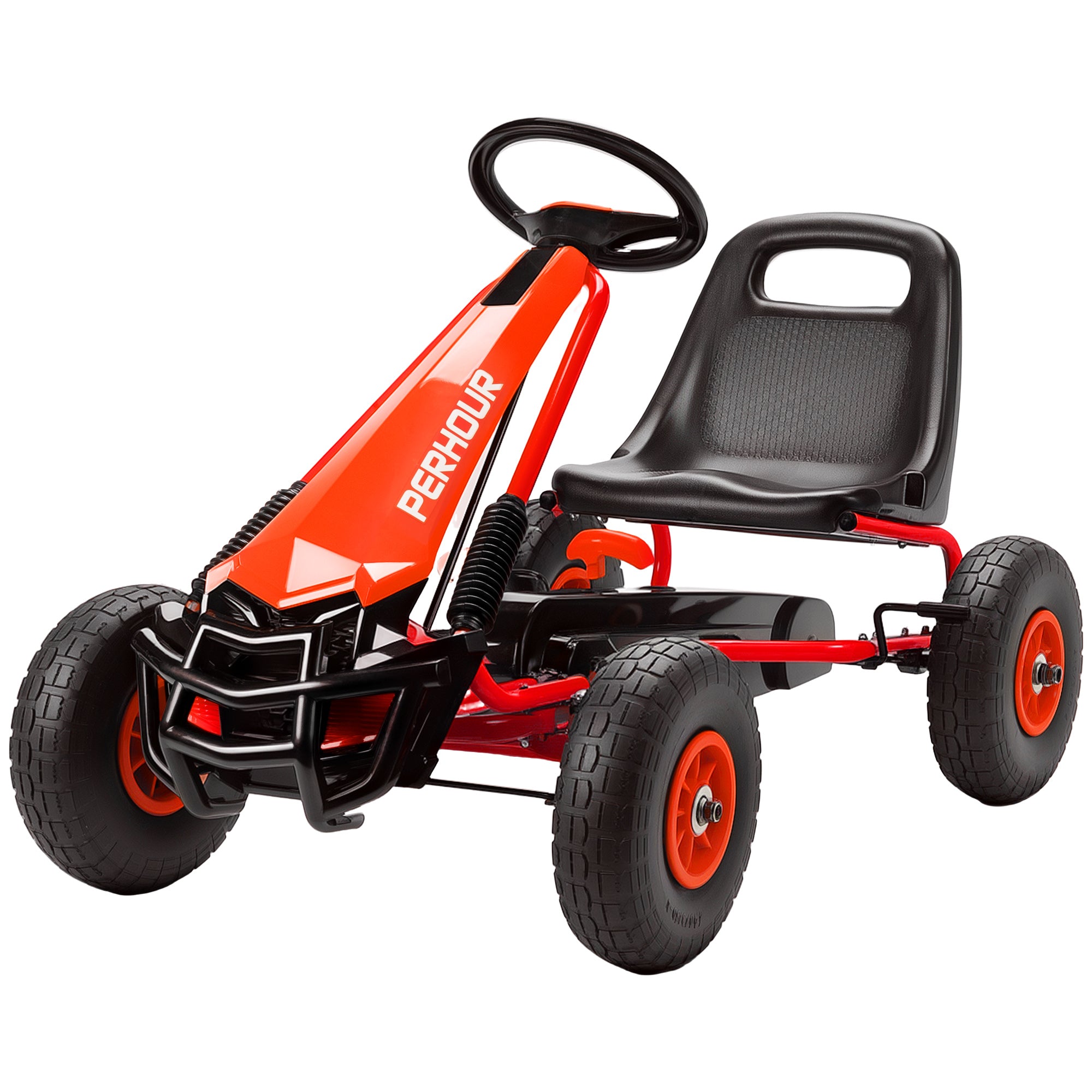 Kids Go Kart, Pedal Car with Adjustable Seat, EVA Wheels, Brake, for Boys & Girls Aged 3-8 Years Old, Red