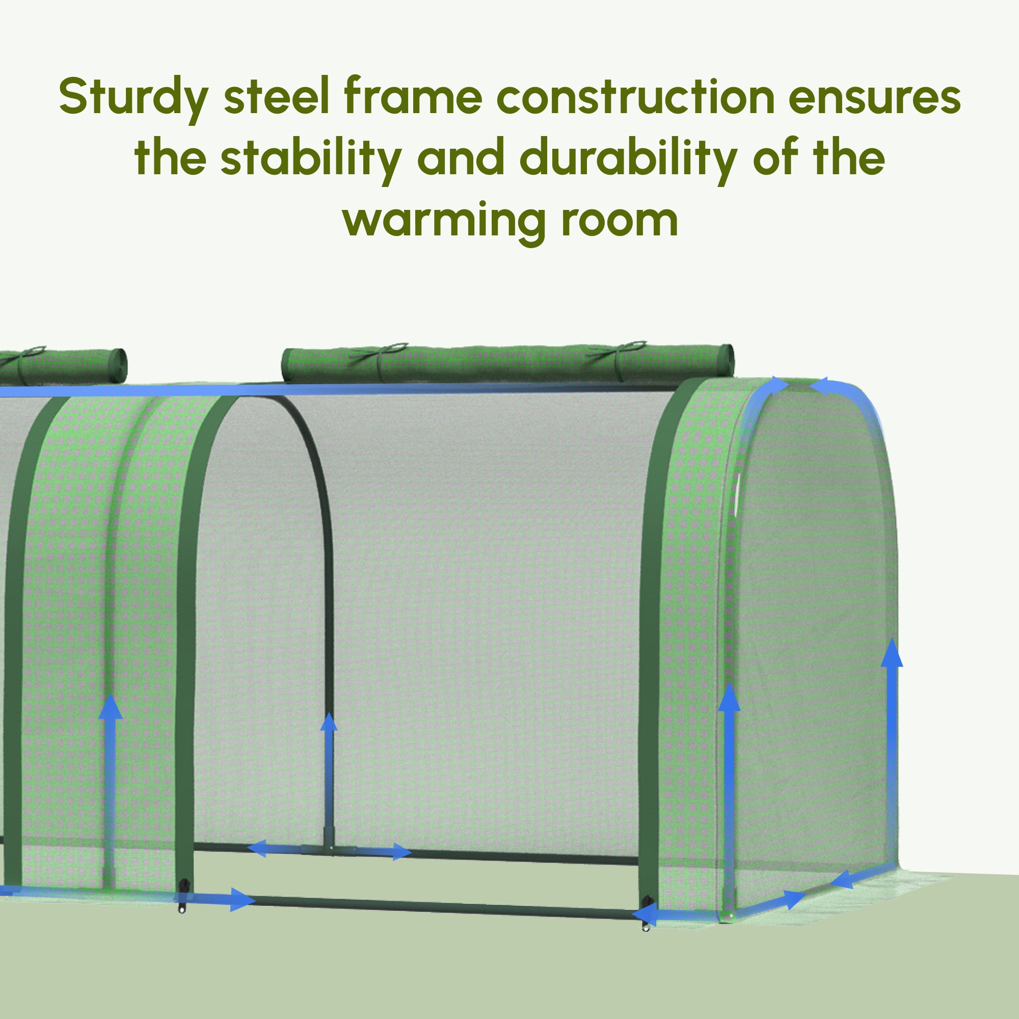 9.7' L x 3' W x 2.5' H Portable Tunneled Greenhouse with 3 Zippered Doors, Water/UV Fighting PE Cover