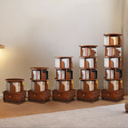 6-Tier Rotating Bookshelf with Wheels, 360° Display Corner Bookcase, Wood Organizer for Study Room, 18″ L x 18″ W x 69″ H, Walnut Brown