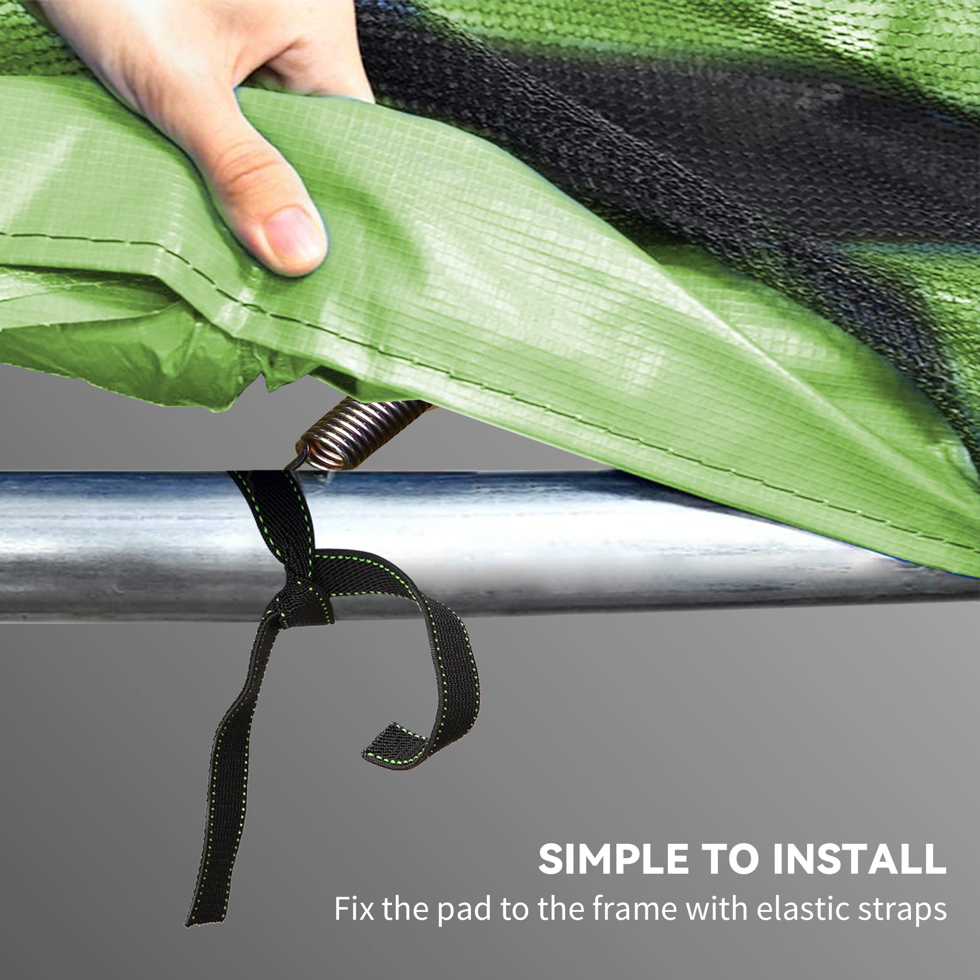 14FT Trampoline Spring Cover, Safety Trampoline Pad Replacement, Waterproof and Tear Resistant, All Weather Trampoline Accessories, No Holes for Pole, Green