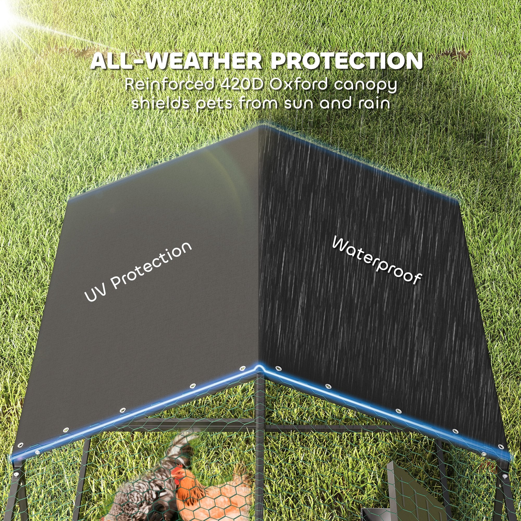 Large Metal Chicken Coop, Chicken Run with Waterproof & Anti-UV Cover for 3-5 Poultry, Outdoor Poultry Cage Rabbit Hutch