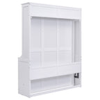 Space-Saving Design Queen Size Murphy Bed with Shelf, Solid Wood and MDF, 86" L x 69.5" W x 87" H, White
