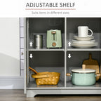 Kitchen Storage Cabinet, Sideboard Floor Cupboard with Solid Wood Top, Adjustable Shelf, and 3 Drawers, Gray