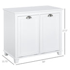 Dual Tilt out Laundry Hamper Cabinet, Bathroom Storage Cabinet with 2-Compartment Hamper, Modern Bathroom Floor Cabinet for Washroom, White