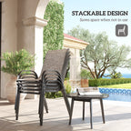 Set of 4 Outdoor Dining Chairs, Stackable Patio Chairs with High Back, Breathable Mesh Seat for Garden Lawn, Mixed Gray