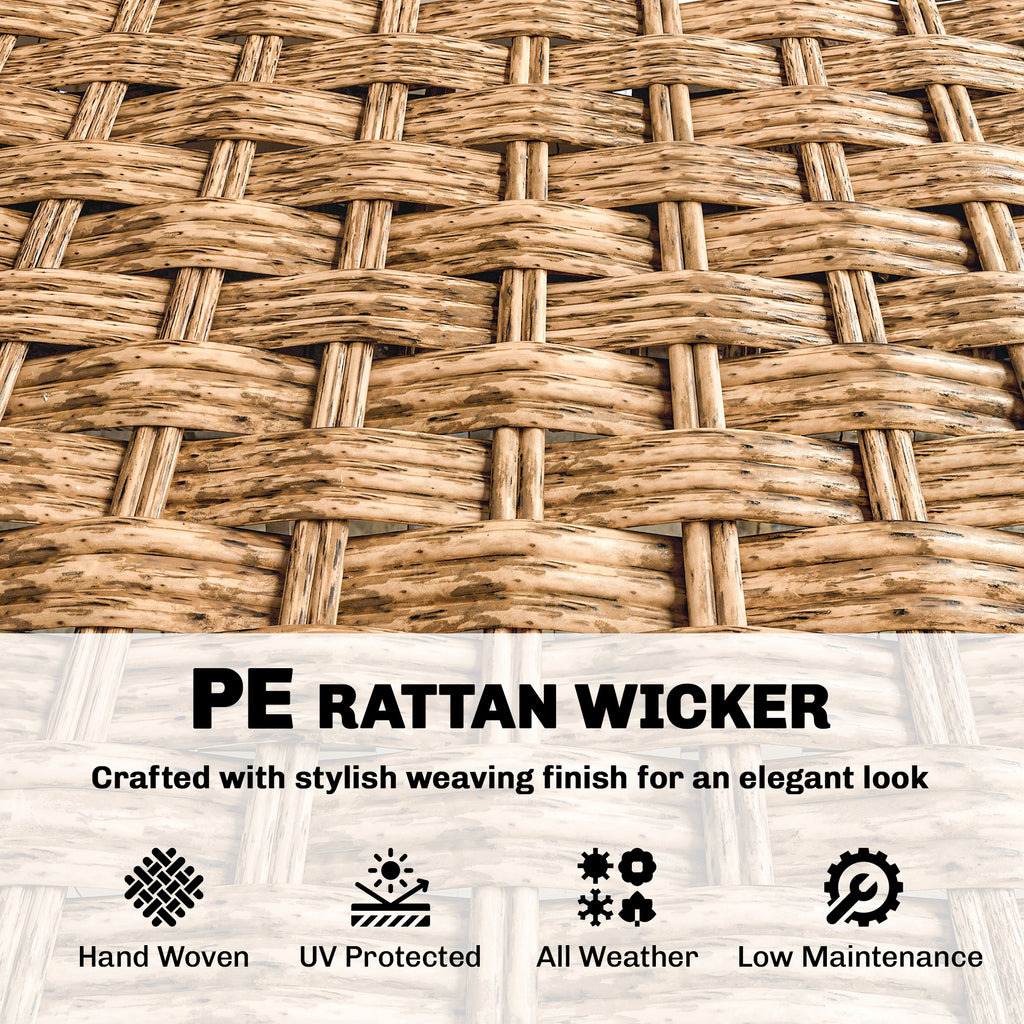 Rattan Wicker Sofa 3-Seater Outdoor Patio Sofa with Cushions for Garden Backyard Porch Gray
