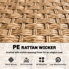 Rattan Wicker Sofa 3-Seater Outdoor Patio Sofa with Cushions for Garden Backyard Porch Gray
