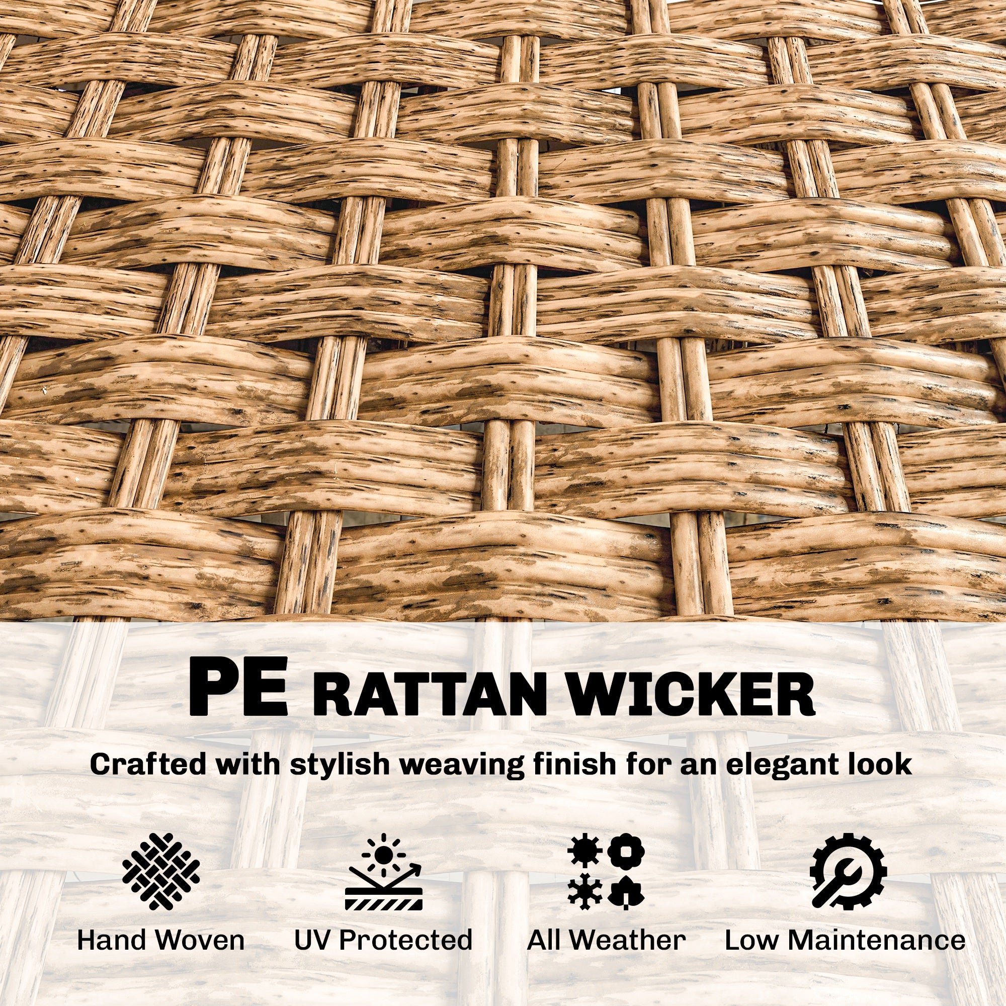 Rattan Wicker Sofa 3-Seater Outdoor Patio Sofa with Cushions for Garden Backyard Porch Gray