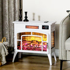 Electric Fireplace Stove, Infrared Fireplace Heater with Realistic Flame & Adjustable Temperature, 1500W, White