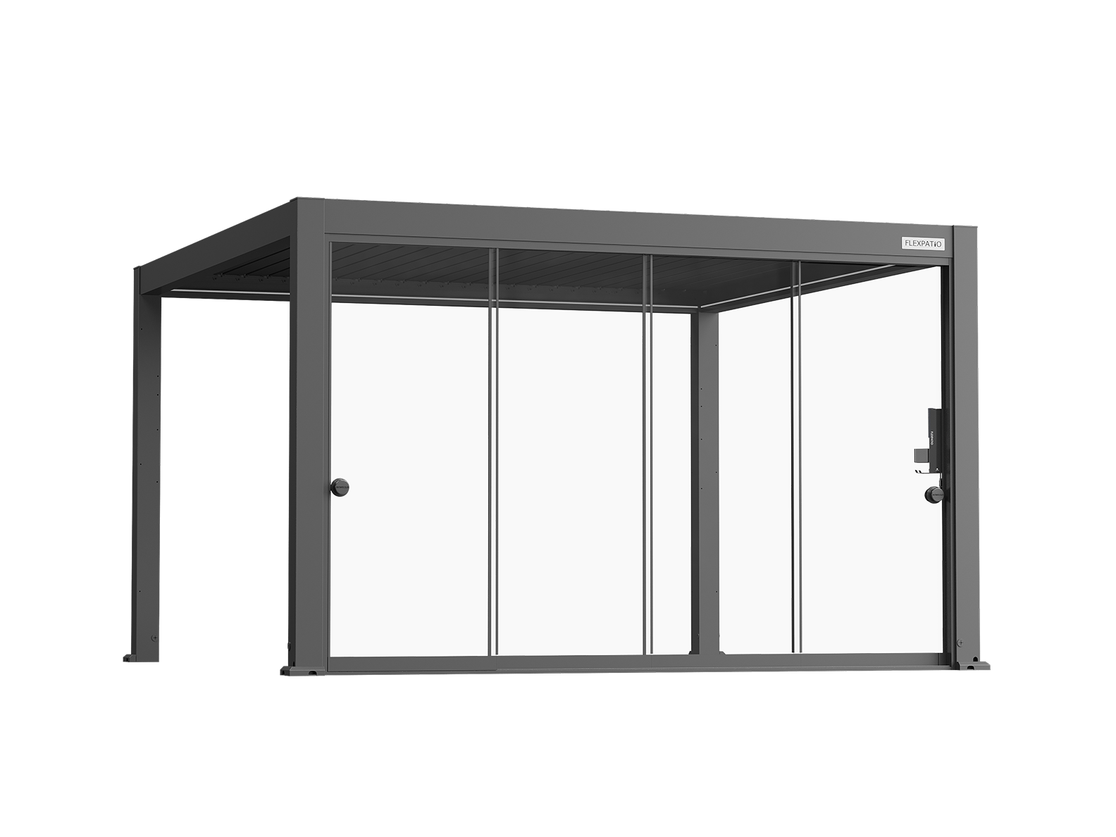 Glass Doors for Gen 2 Perogla - 10mm Tempered Glass, 13' Side, Gray, 100% Aluminum Rail System