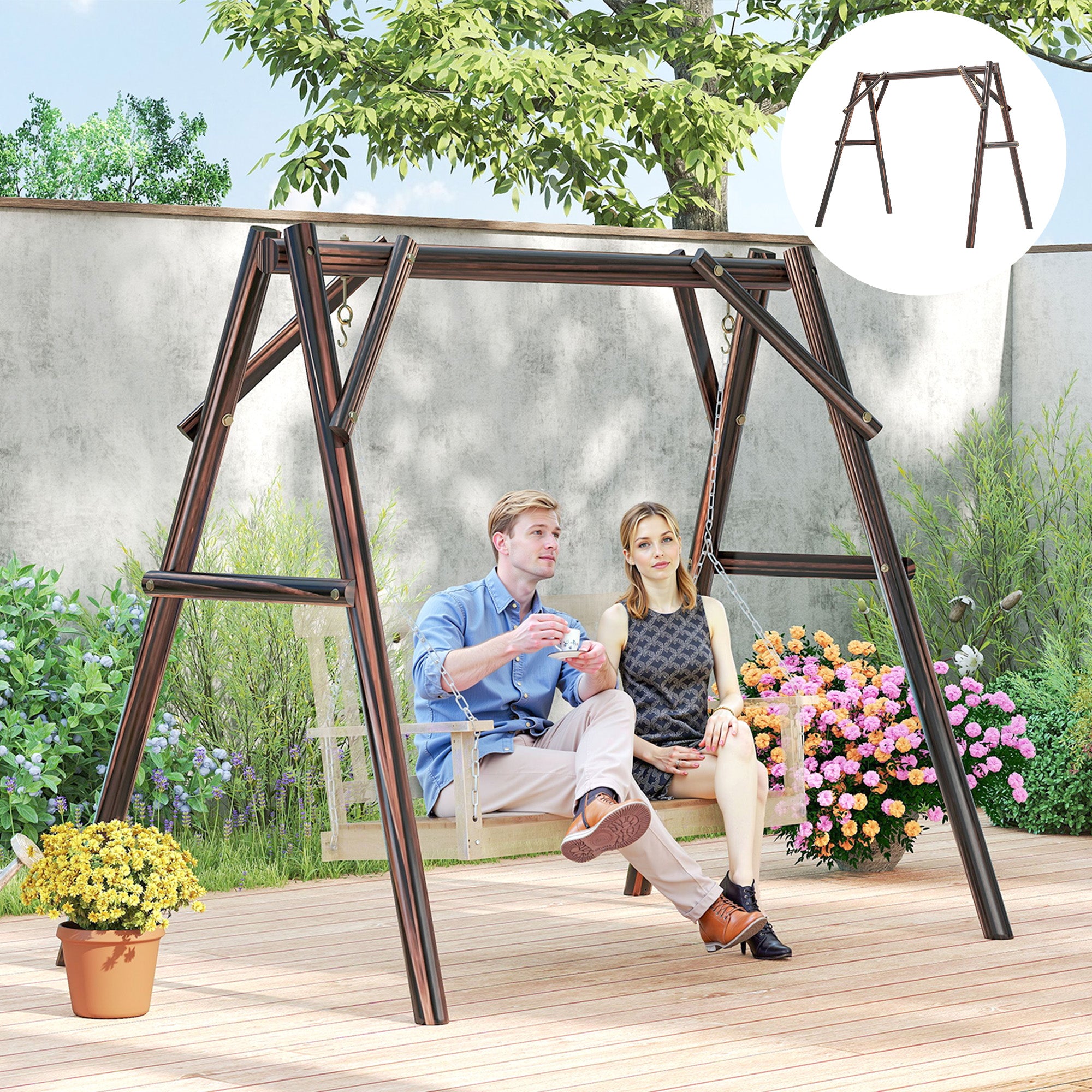 660 lbs Porch Swing Frame, A-Frame Hanging Chair Stand Only for DIY Painting, Swing Chair Stand for Backyard, Patio