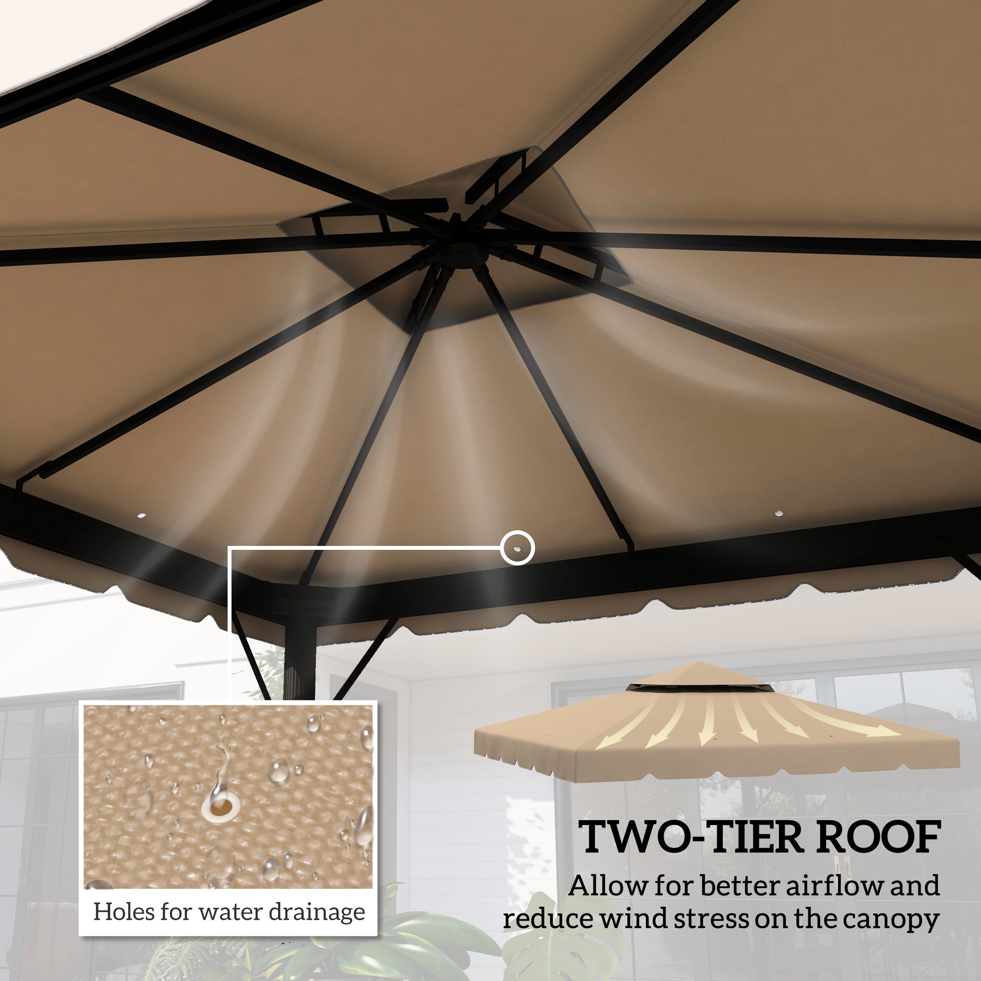 Model 84C-051 or 84C-269 10' x 10' Gazebo Replacement Canopy, Khaki