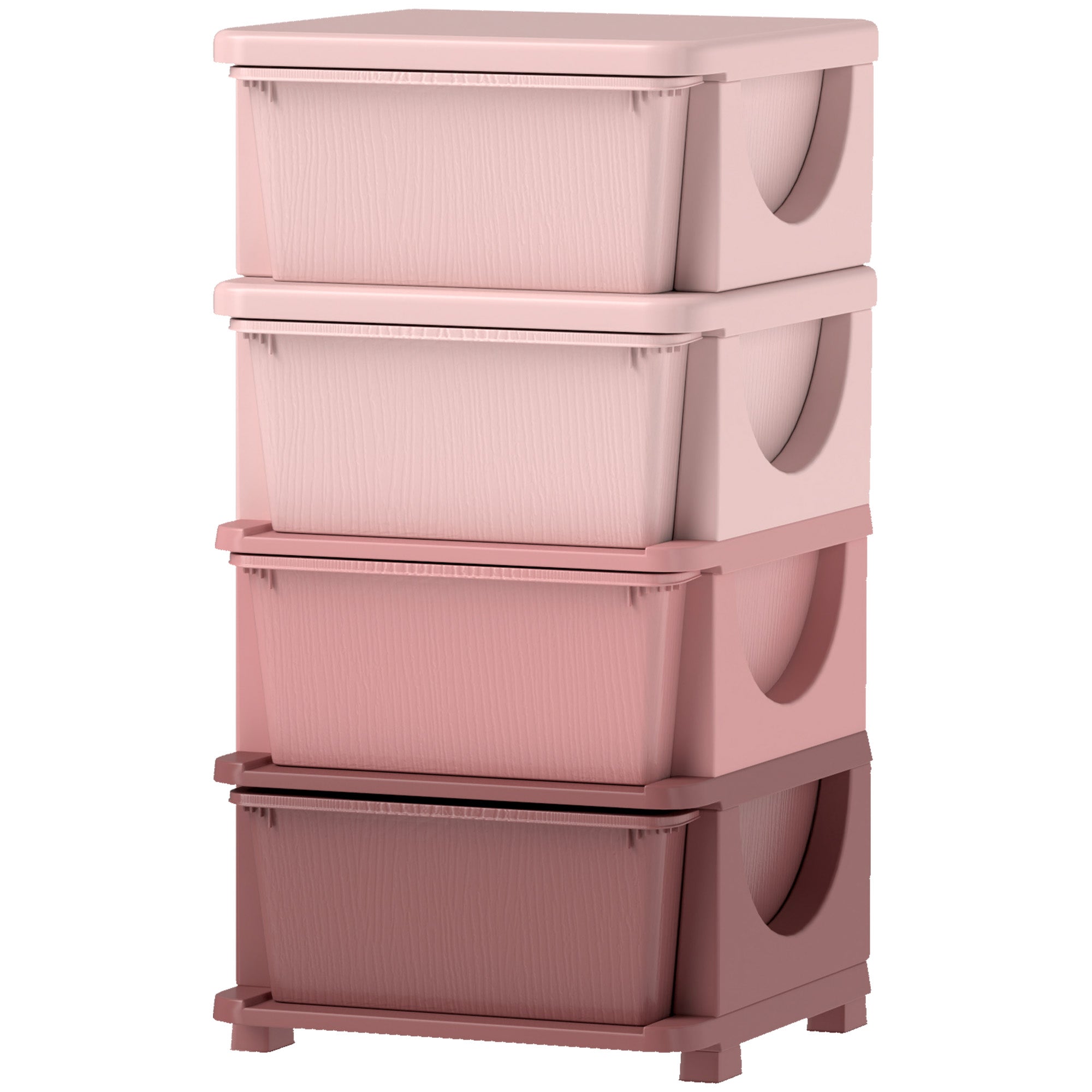 30" 4 Tier Kids Storage Unit Dresser Tower w/ 4 Drawers, Pink