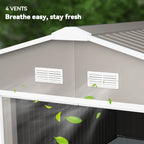 Garden Metal Shed, Storage Shed Utility Storage with Double Locking Doors for Bike, Yard Tools, Light Gray